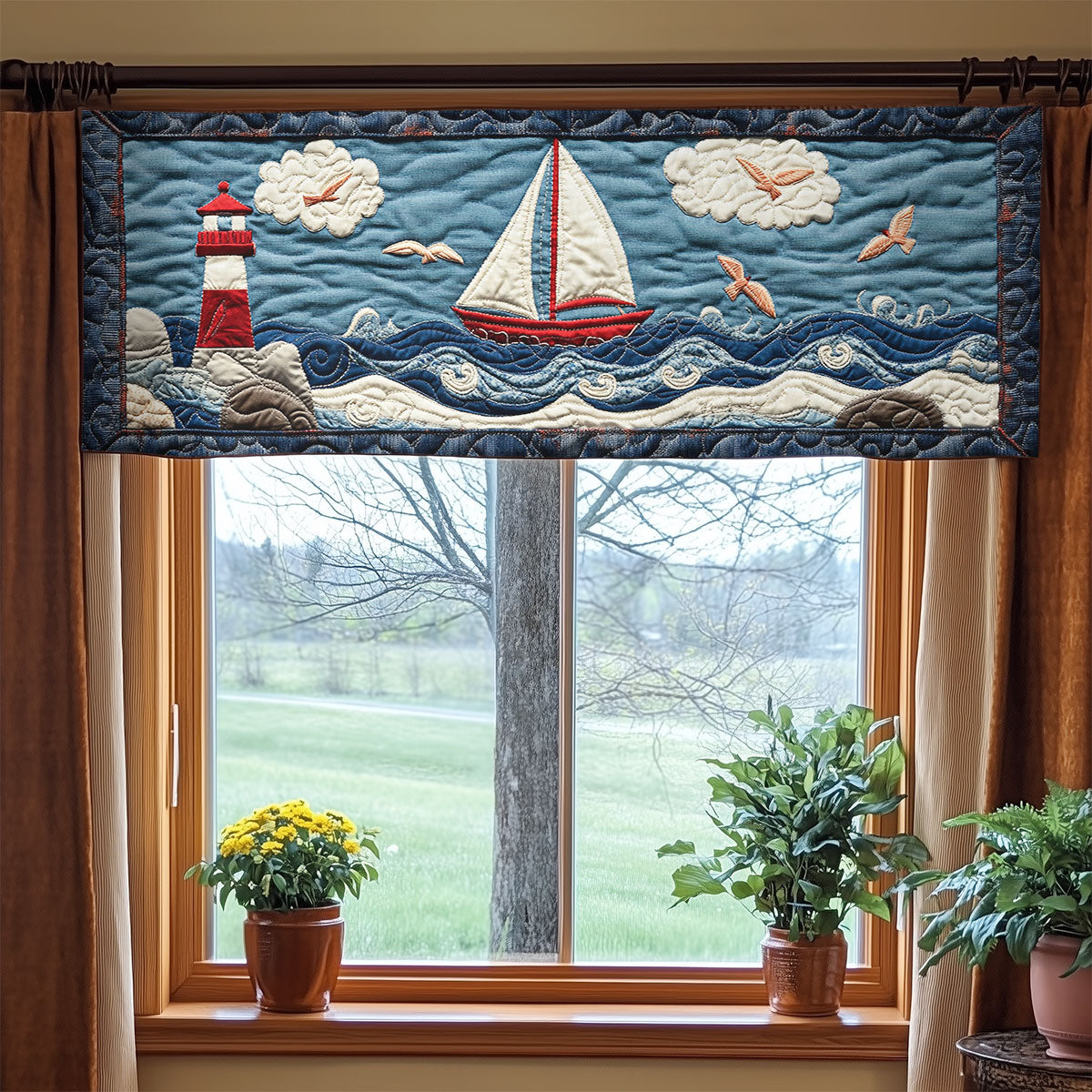 Lighthouse Dreams WN0307076CL Quilted Valance