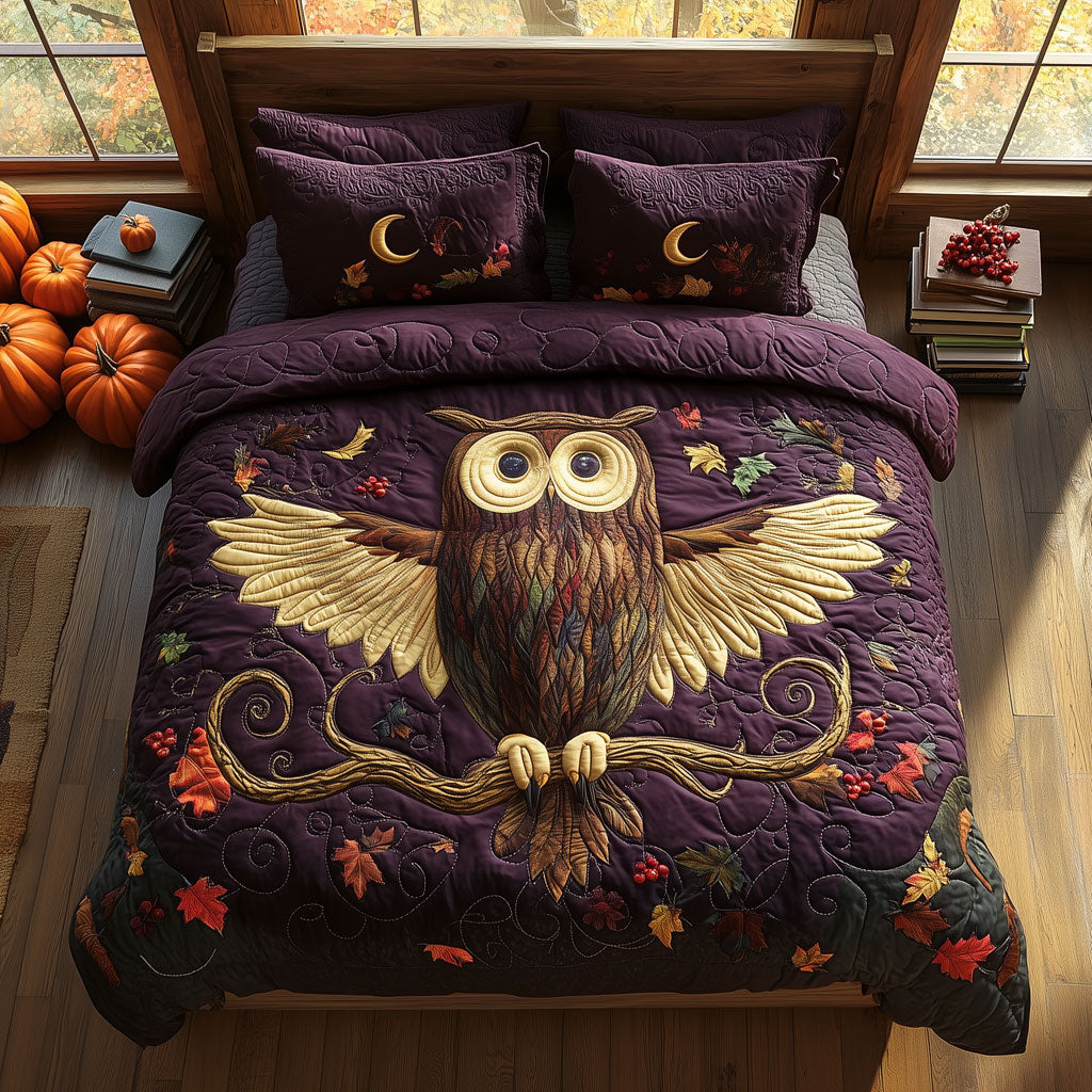 Winging Owl in Purple Myst XK2109016CL Duvet Cover Set
