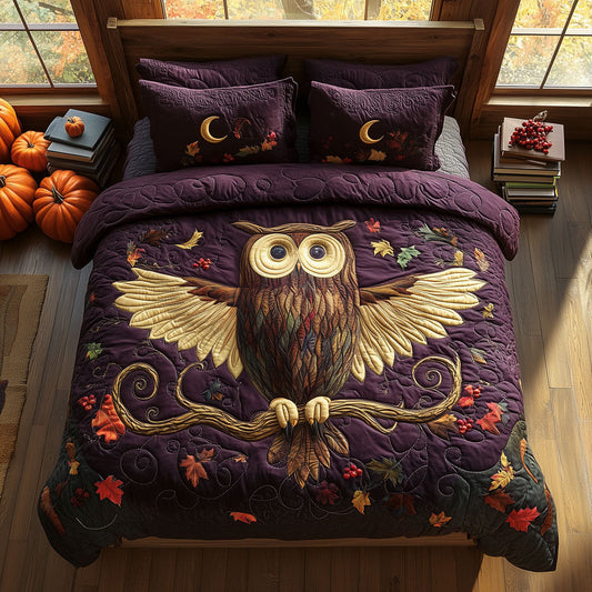 Winging Owl in Purple Myst XK2109016CL Duvet Cover Set