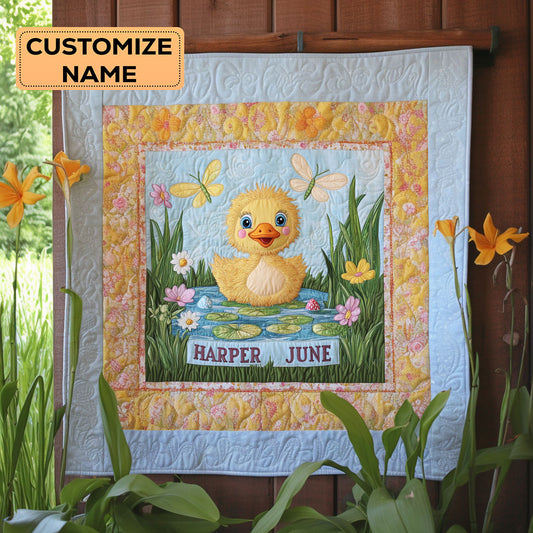 Yellow Duckling WY2807020CL Personalized Baby Quilt