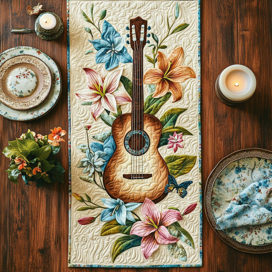Guitar Bloom CW2904037CL Quilted Table Runner