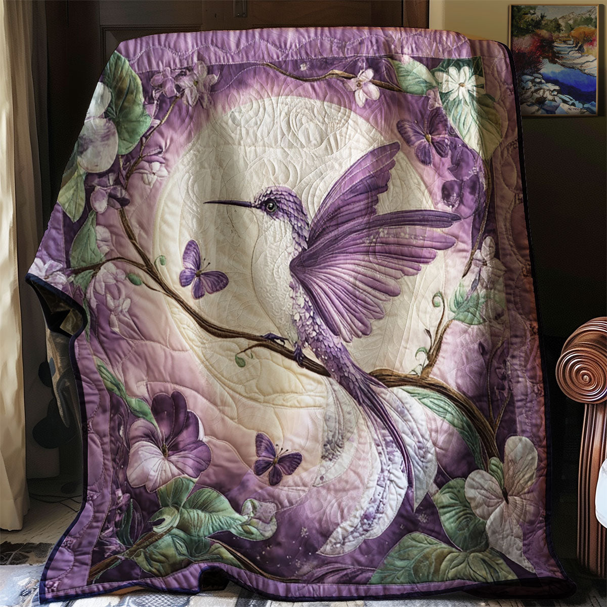 Purple Hummingbird WJ0701015CL Quilt