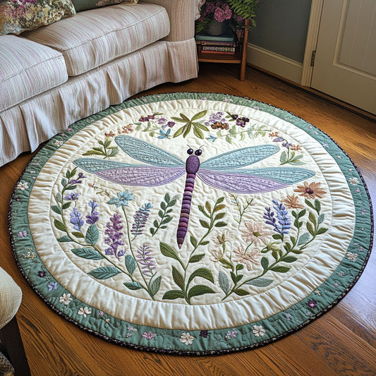 Dragonfly Bloom CW0908014CL Quilted Round Mat