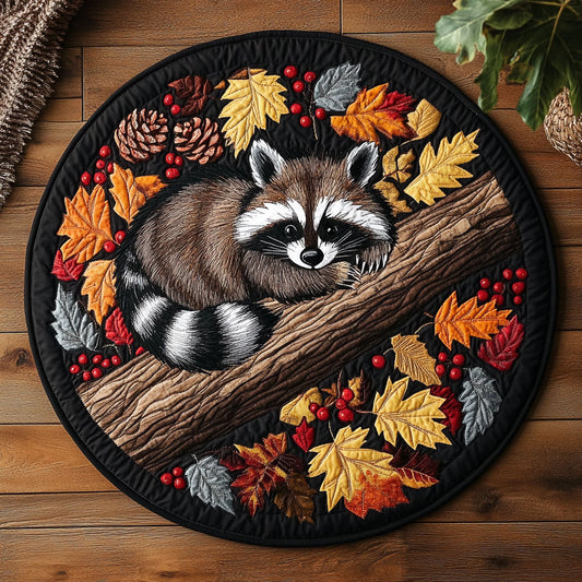 Lovely Raccoon WX2605034CL Quilted Round Mat