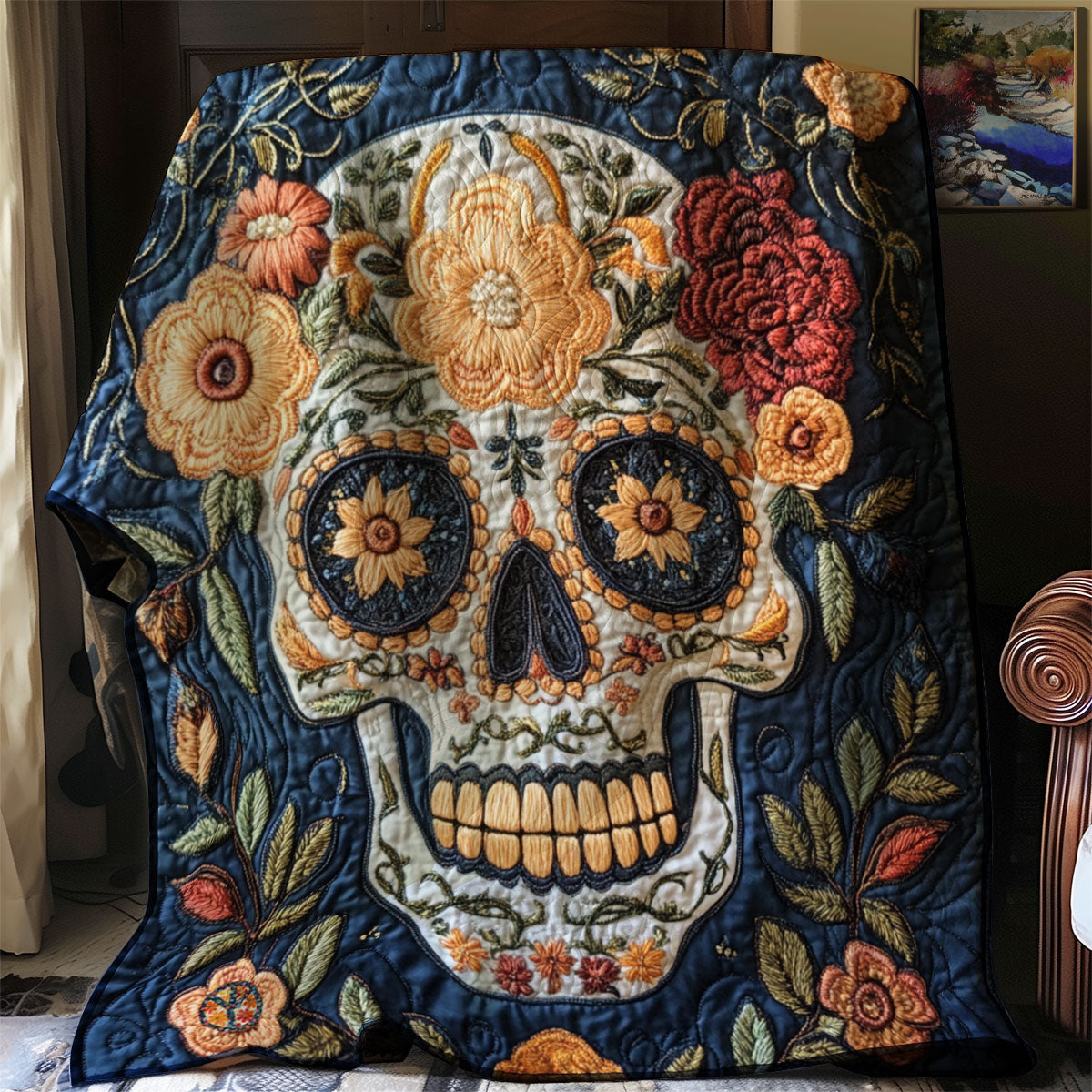 Skull Flower YR1410012CL Quilt