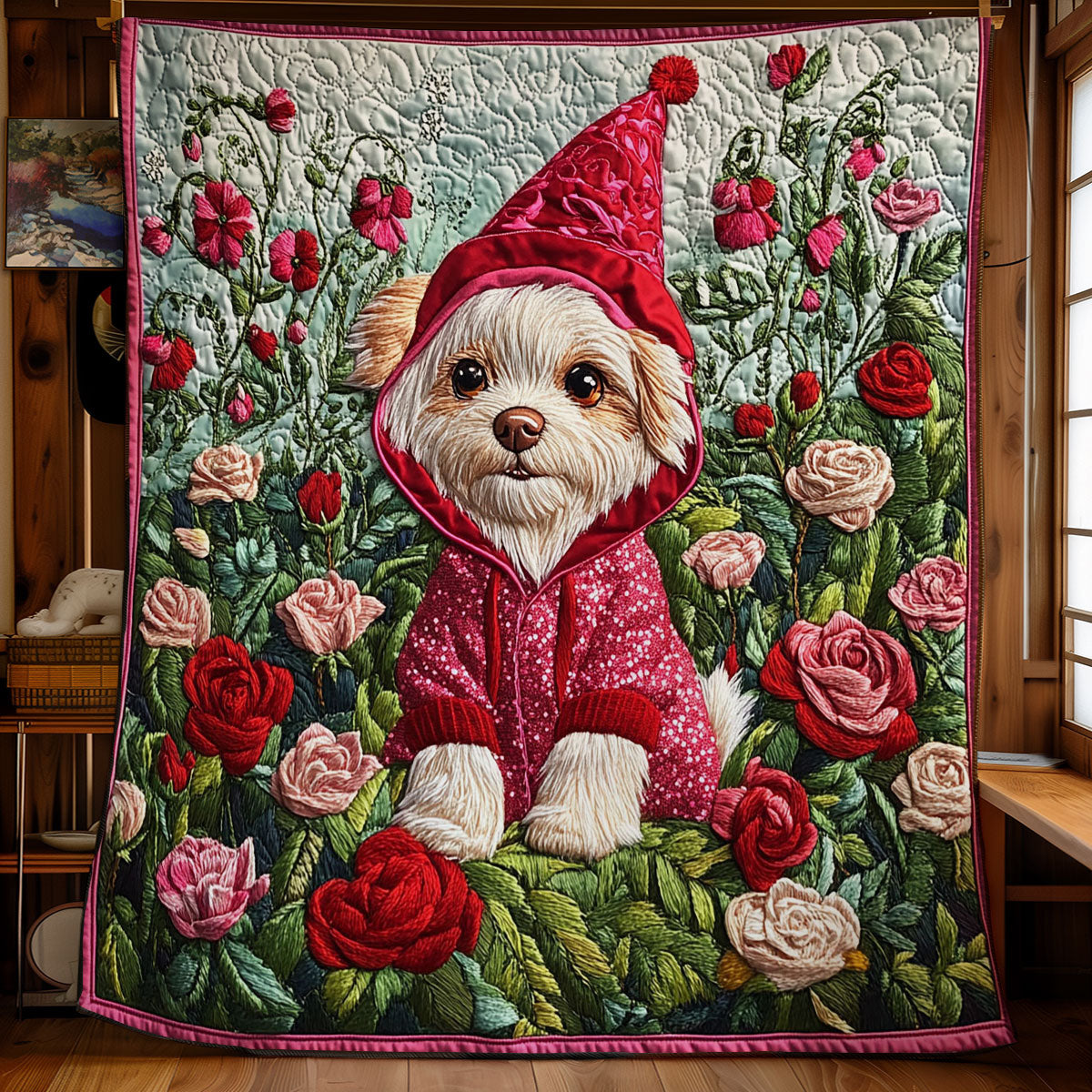 Cute Puppy In Spring WY2712019CL Quilt