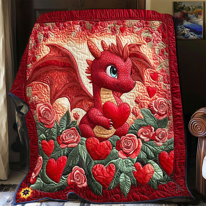 Red Rose Heart Dragon WY2712059CL Quilt