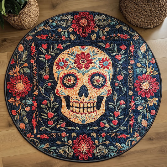 Sugar Skull WJ2003082CL Quilted Round Mat