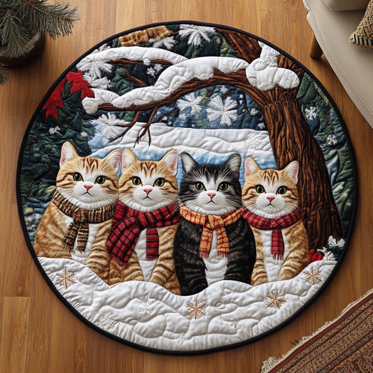 Winter Cats KL2411003CL Quilted Round Mat