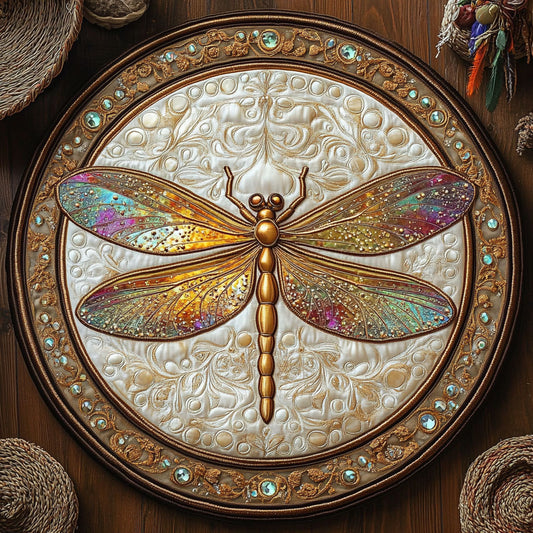 Dragonfly Of Prosperity WY3006058CL Quilted Round Mat
