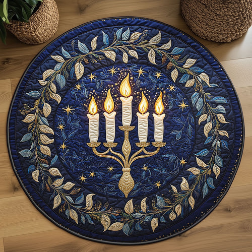 Hanukkah Light Mosaic WN1407023CL Quilted Round Mat