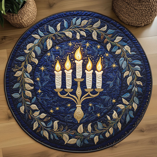 Hanukkah Light Mosaic WN1407023CL Quilted Round Mat