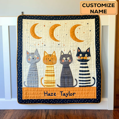 Lunar Cats WN2407053CL Personalized Baby Quilt
