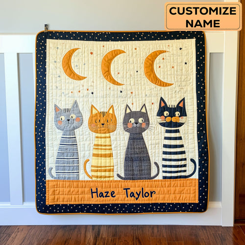 Lunar Cats WN2407053CL Personalized Baby Quilt