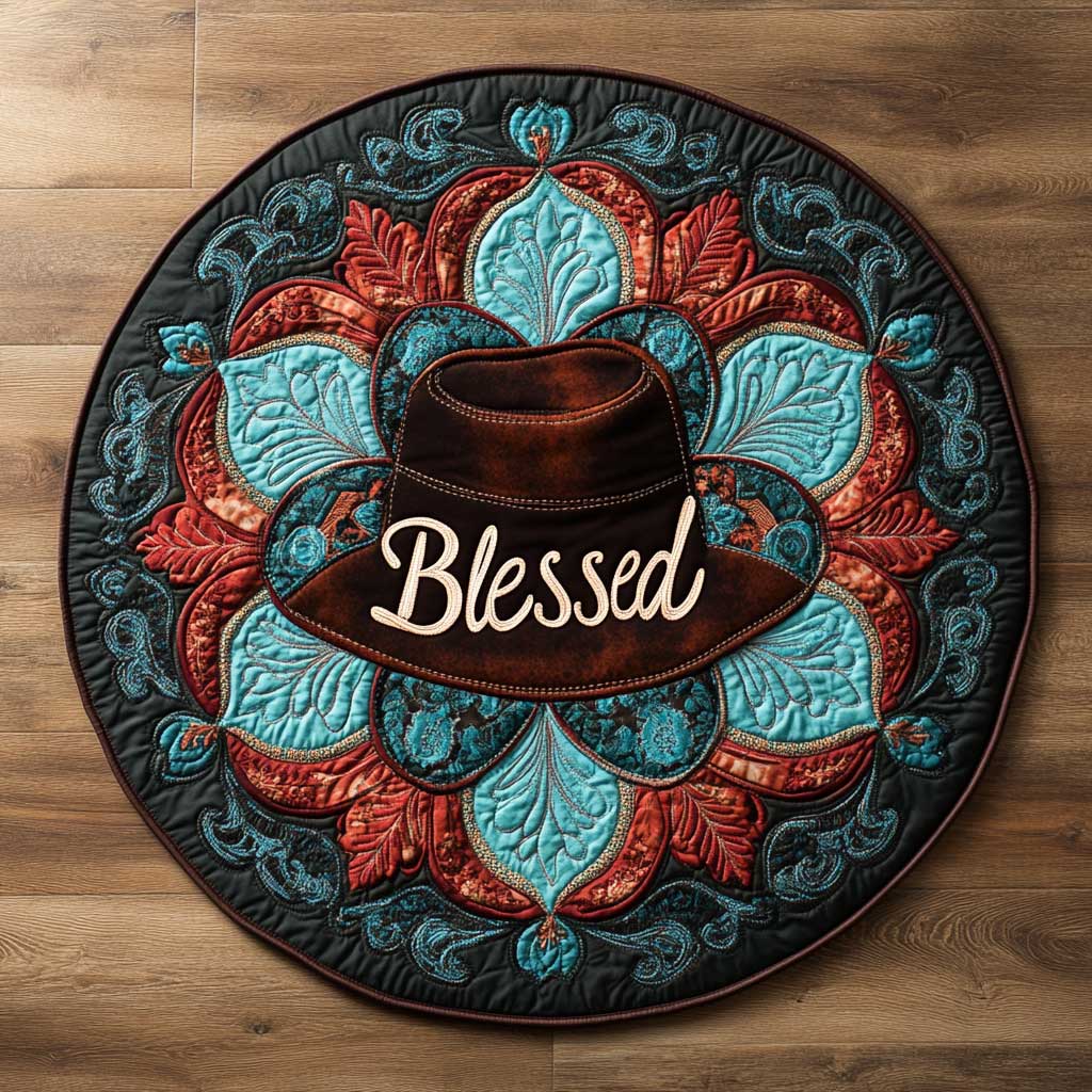 Cowboy Heart And Hide WN2005039CL Quilted Round Mat