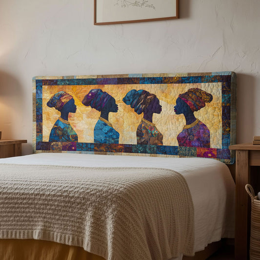African Women Golden Horizon WN1112133CL Quilted Headboard Slipcover