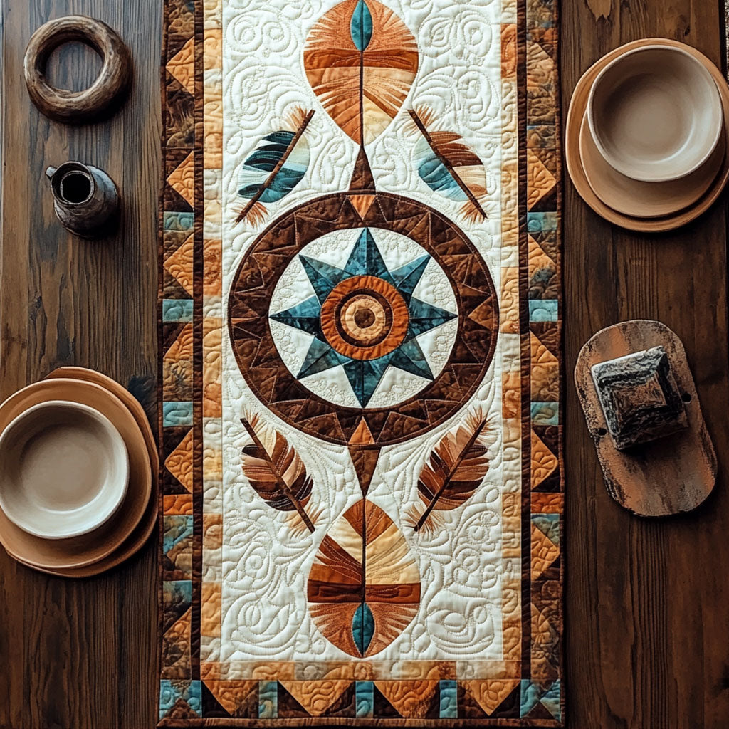 Native Feather Rise WN1407050CL Quilted Table Runner