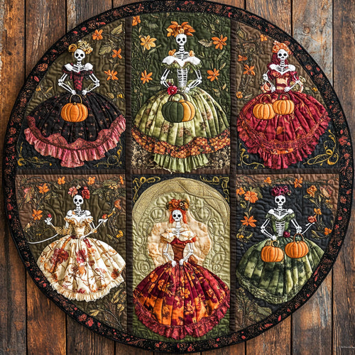Autumn Skeleton Lady WN1908010CL Quilted Round Mat