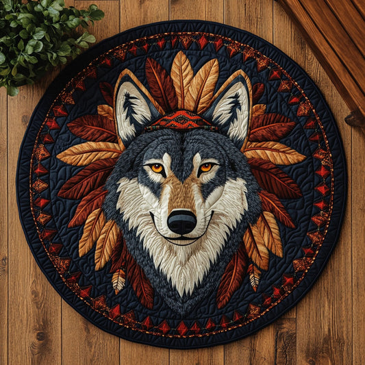 Wolf Feathered WX2005049CL Quilted Round Mat