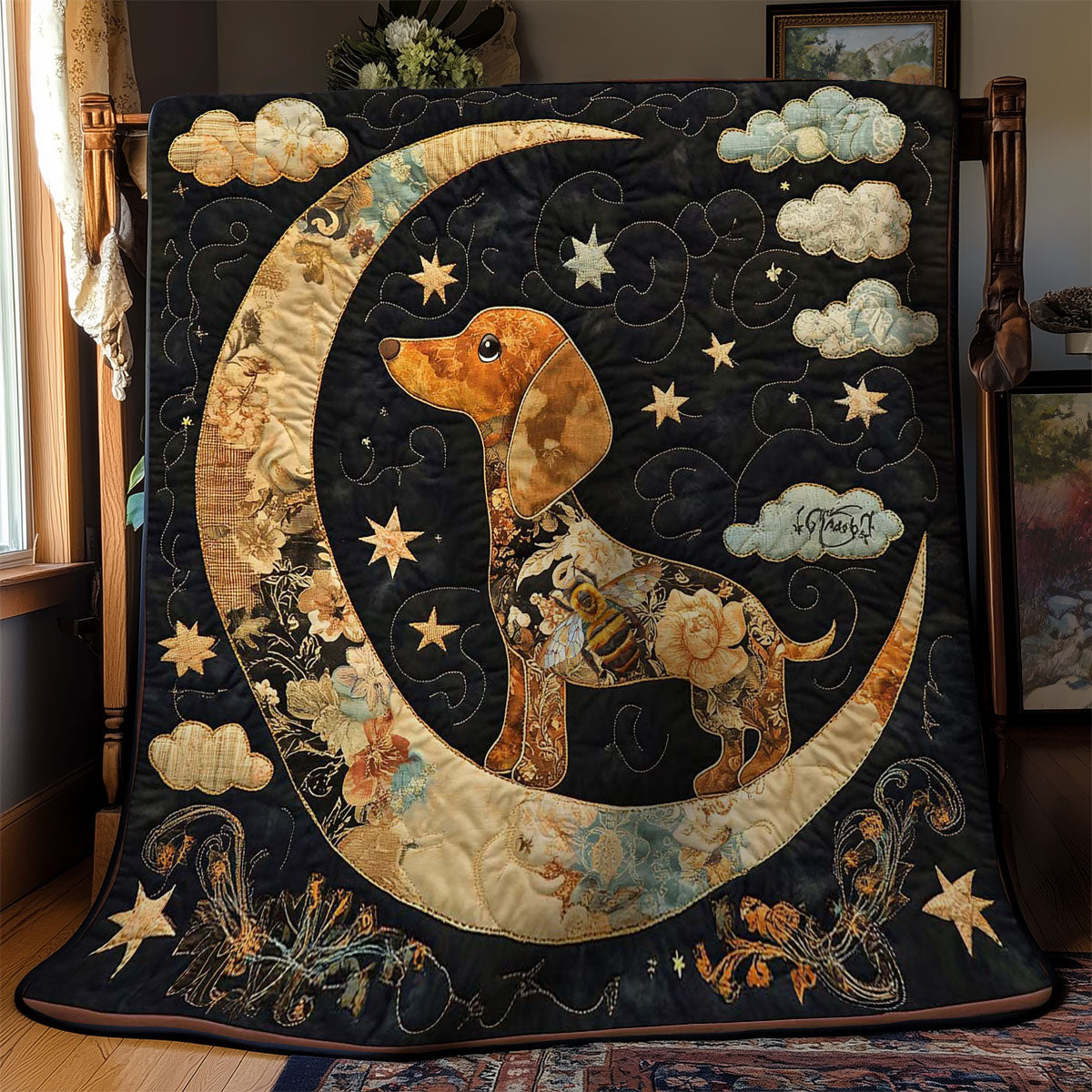 Starry Dachshund WN2312018CL Quilt