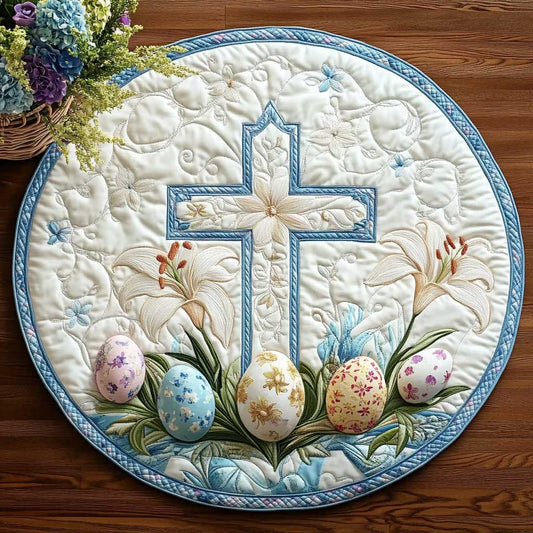 Easter Cross Sunrise WN2203027CL Quilted Round Mat