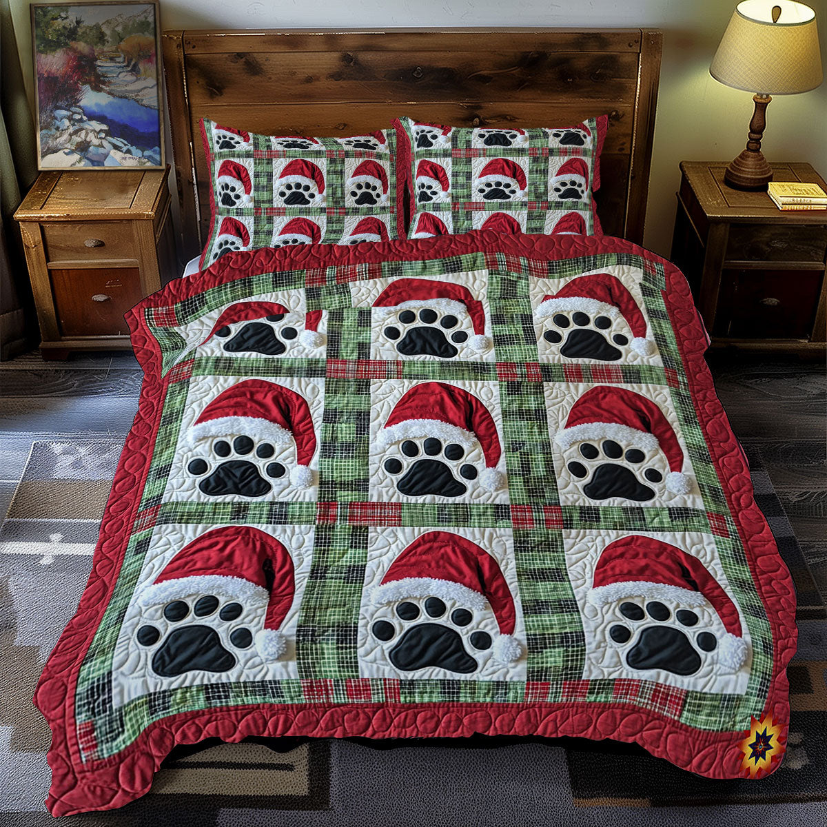 Christmas Dog Paw WY2311046CL Duvet Cover Set