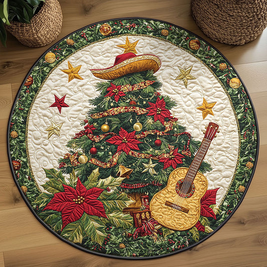 Festive Christmas Tree WN2608031CL Quilted Round Mat