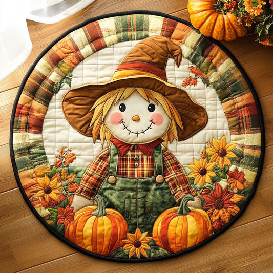Autumn Scarecrow Doll WY1808050CL Quilted Round Mat