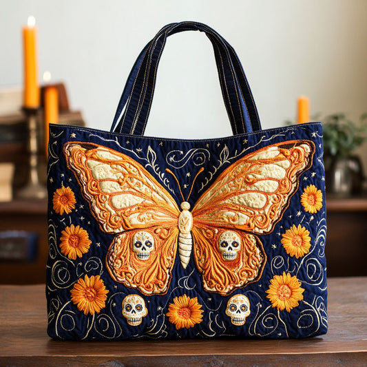 Butterfly Calavera Glow CW0910033CL Quilted Tote Bag