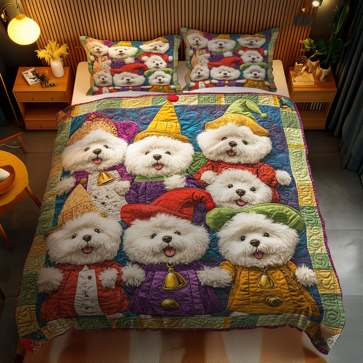 Playful Bichon Frise WN1911049CL Duvet Cover Set