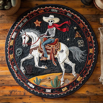 Skeleton Cowboy Storm WN1205086CL Quilted Round Mat