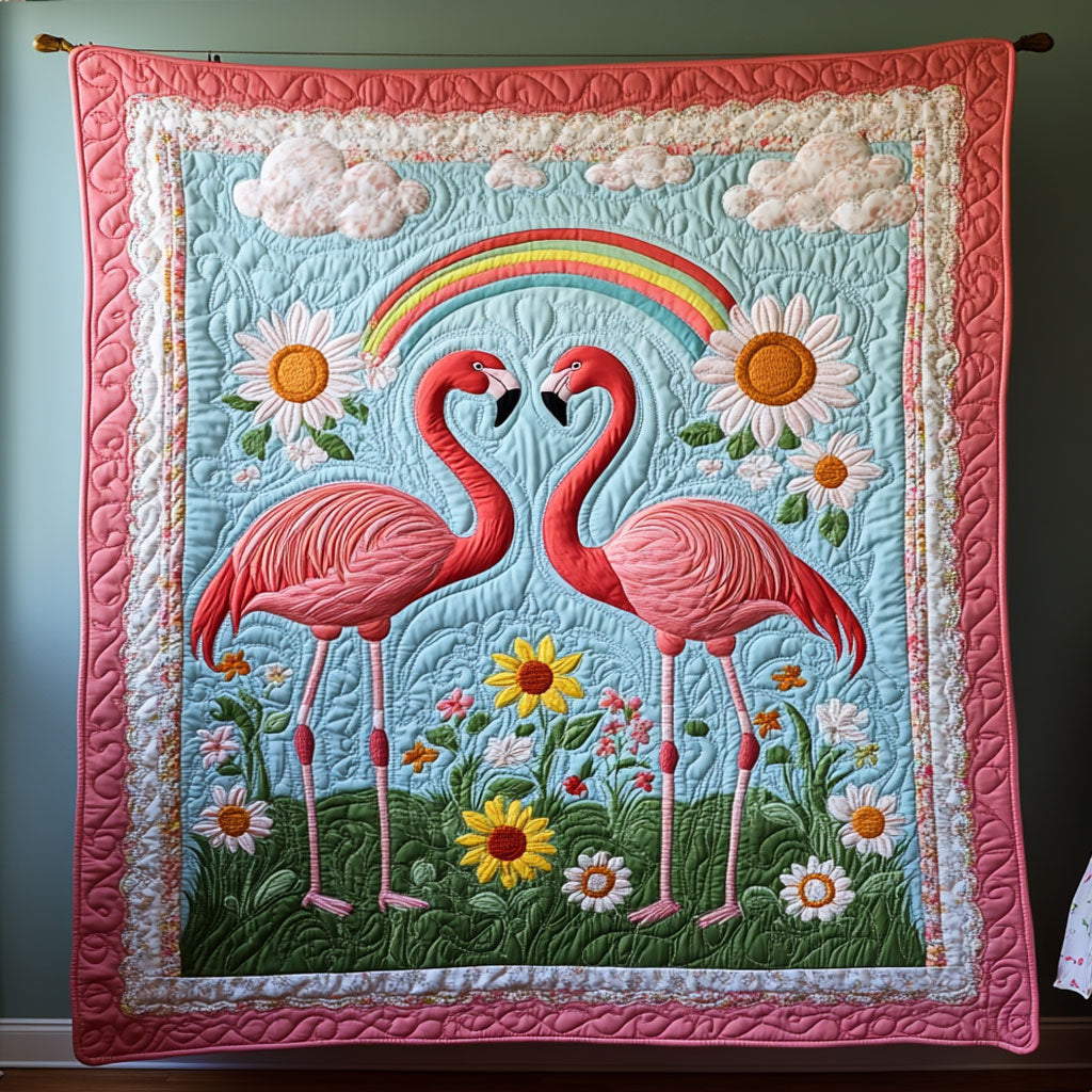 Rainbow Meadow Flamingo WY2208129CL Quilt