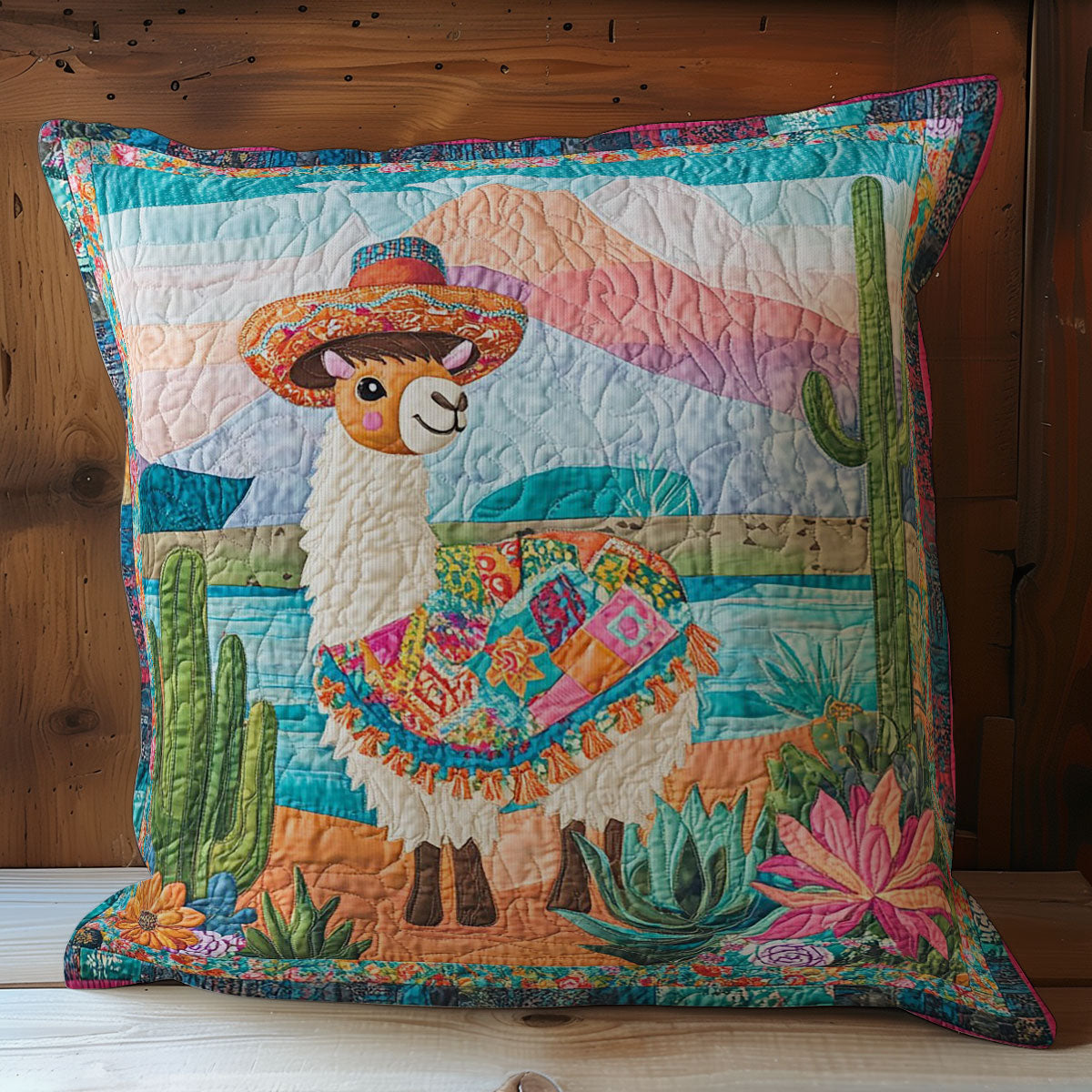 Llama In Cactus Desert WY1102048CL Quilt Pillow Case