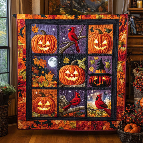 Horror Pumpkin Cardinal WY0608085CL Quilt