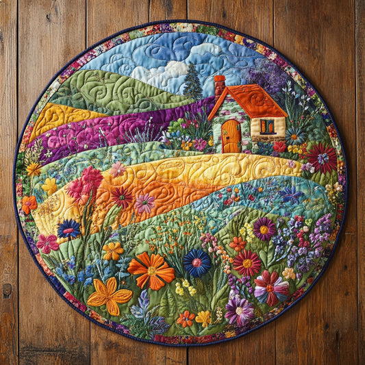 Morning Flower Light WN1507055CL Quilted Round Mat