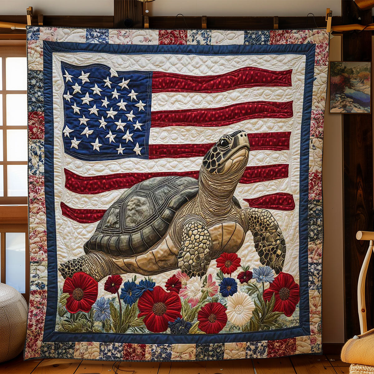 Turtle Among Wildflowers WN1604062CL Quilt