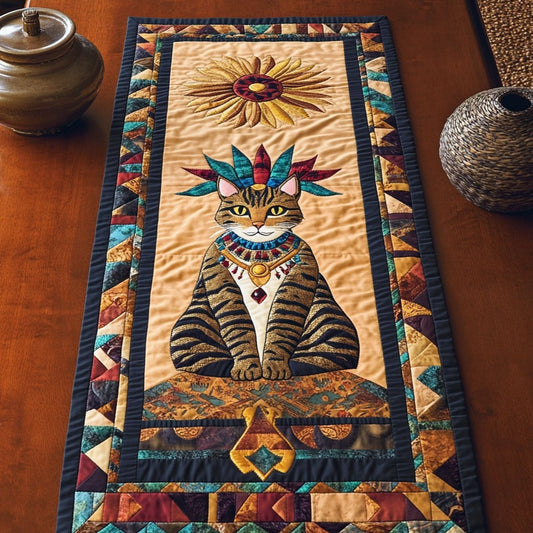 Feather Headdress Cat WY0506016CL Quilted Table Runner
