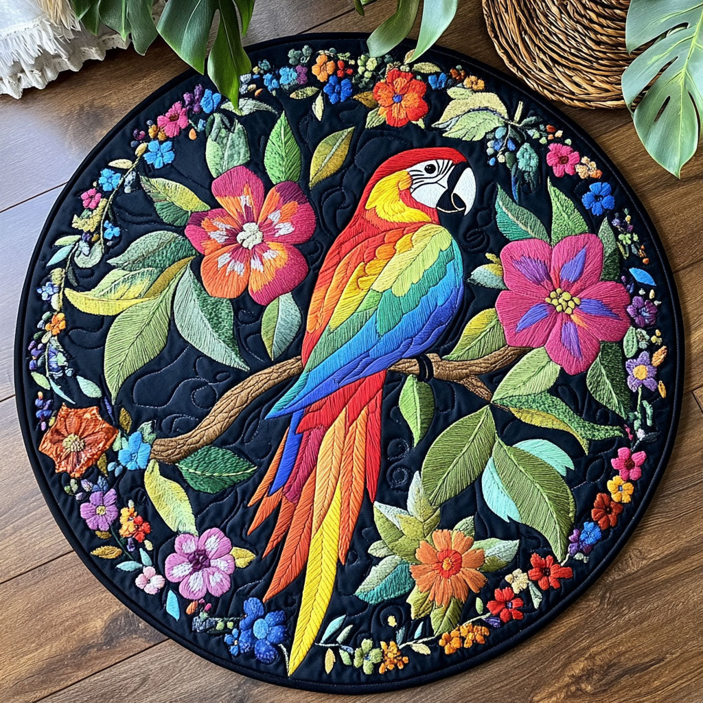 Colorful Parrot WY3004023CL Quilted Round Mat