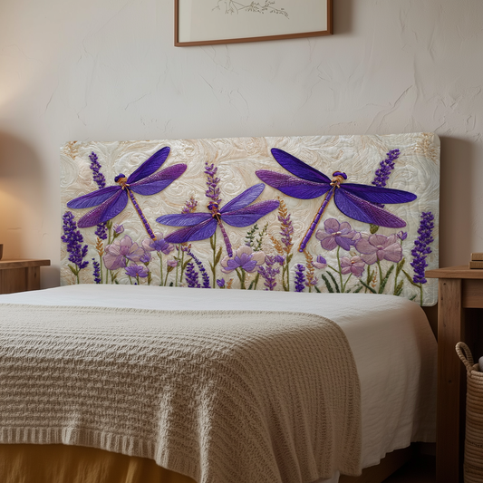 Purple Dragonflies XR1312001CL Quilted Headboard Slipcover