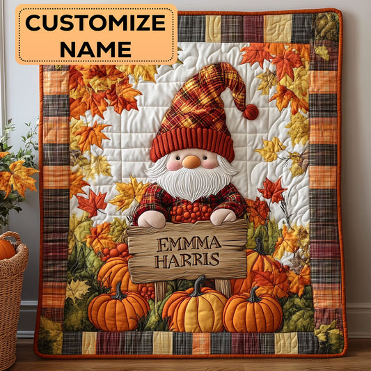 Autumn Gnome Charm CW3007016CL Personalized Baby Quilt