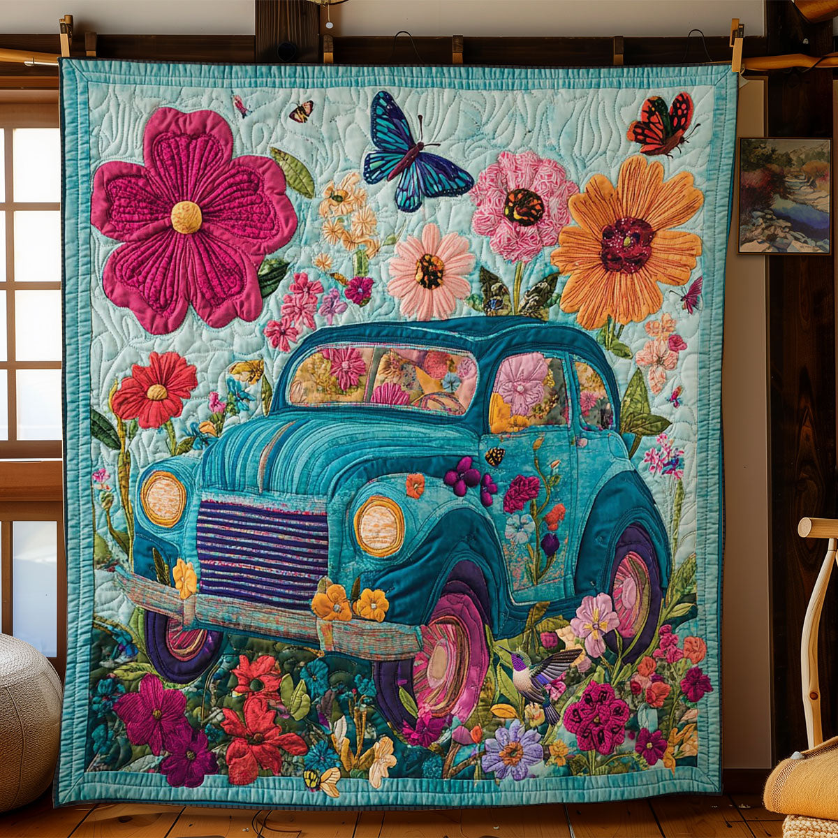 Hippie Vintage Car WY2612023CL Quilt