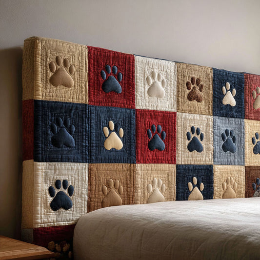 Rustic Pawprints CP2212034CL Quilted Headboard Slipcover