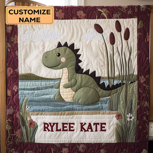 Little Dino Dreams WJ1607002CL Personalized Baby Quilt