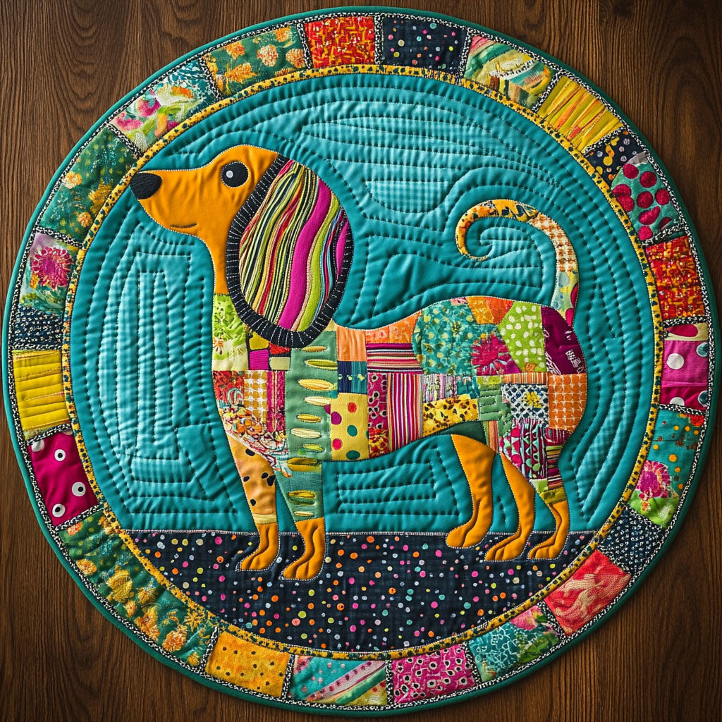 Vintage Dachshund WN2608108CL Quilted Round Mat