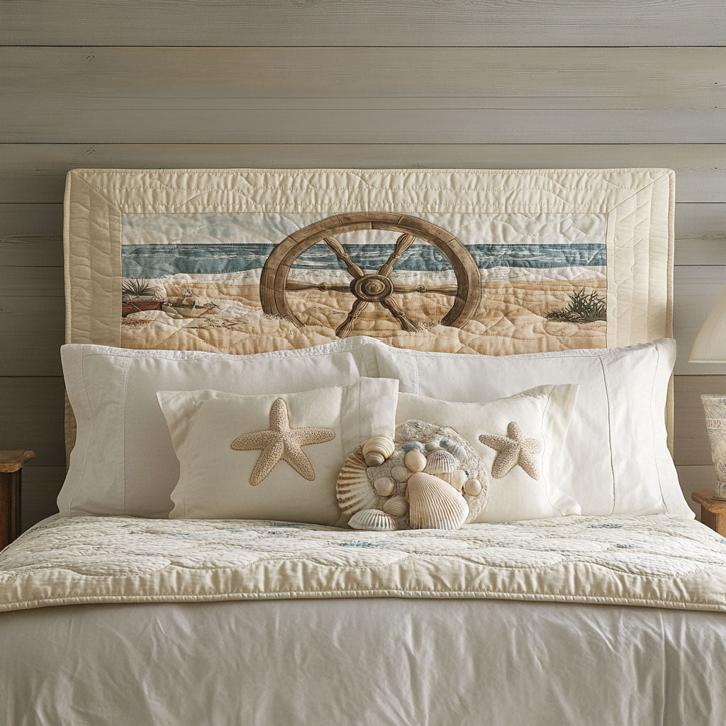Calm Ship Wheel WN0501005CL Quilted Headboard Slipcover