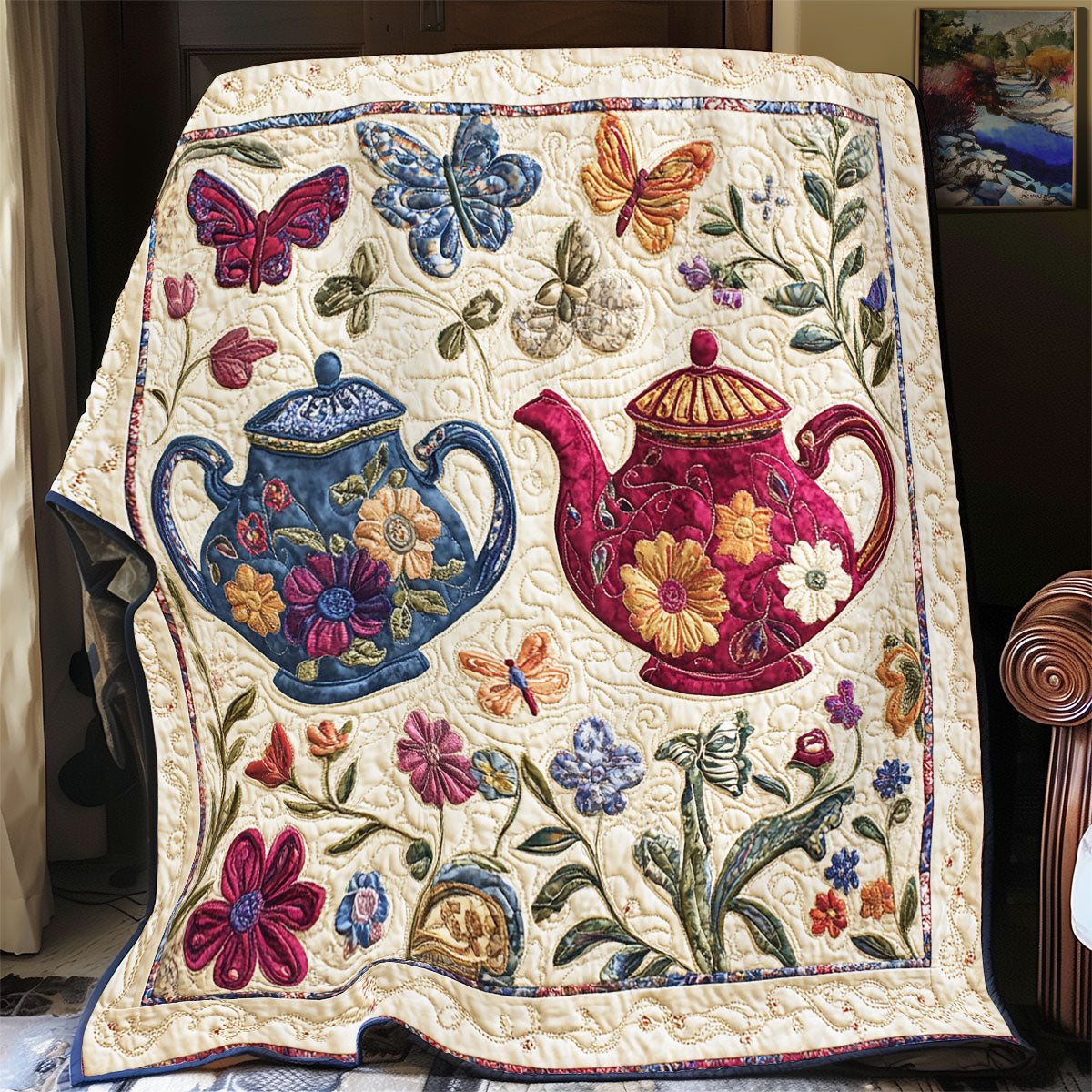 Teapot In Garden  WY1302005CL Quilt