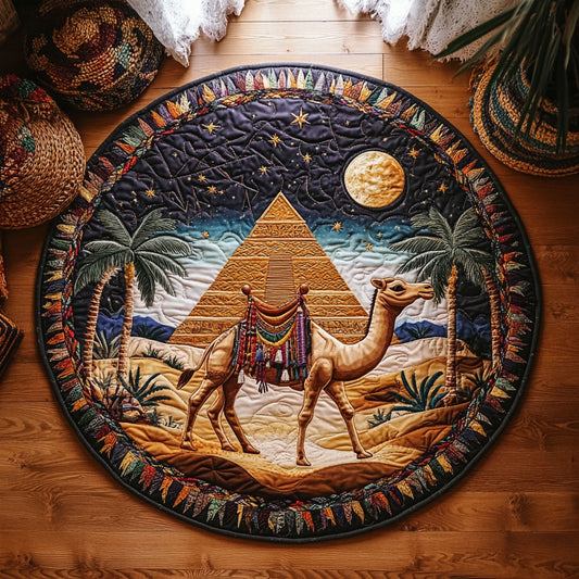Camel In Night Desert WY1906035CL Quilted Round Mat