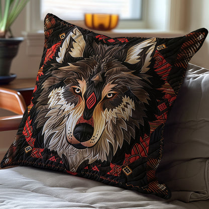 Native American Wolf WJ2110035CL Quilt Pillow Case