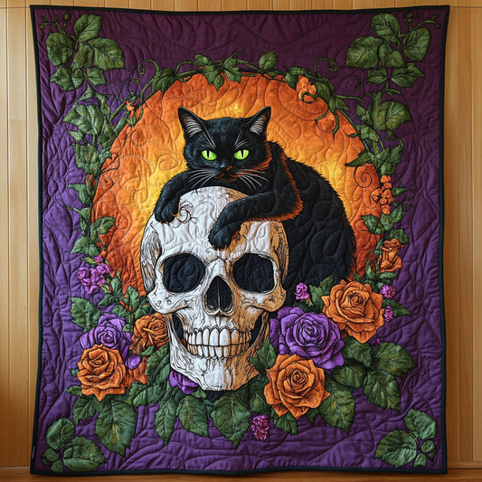 Black Cat Skull Garden WY0307009CL Quilt