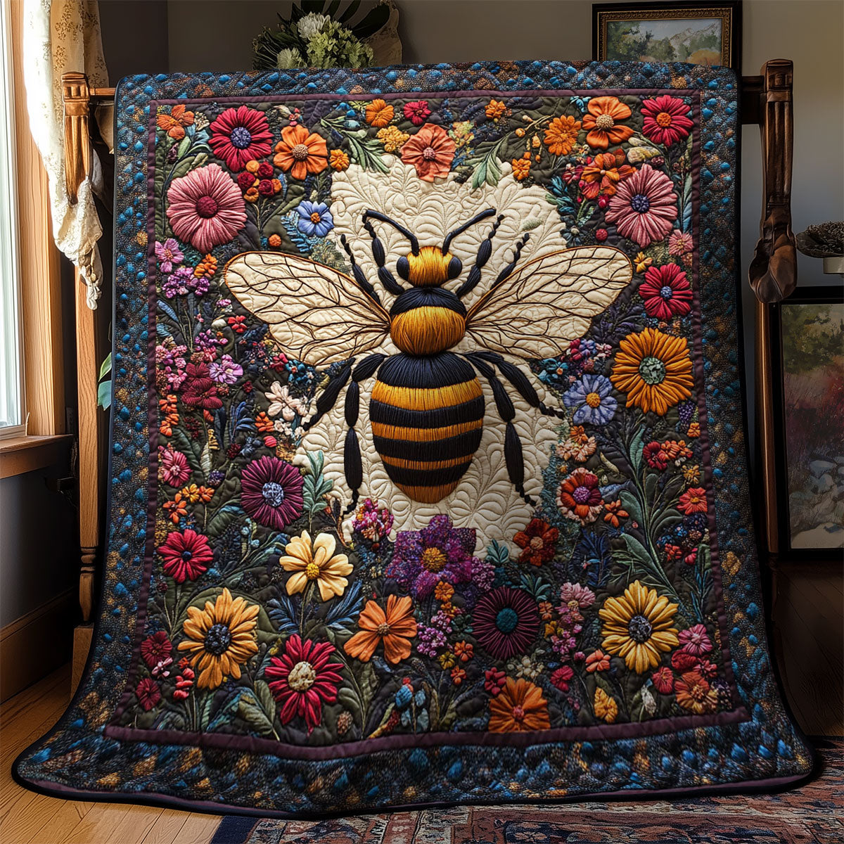 Bee In Floral Garden WY1903002CL Quilt